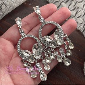 Silver Butterfly Crystal Earrings